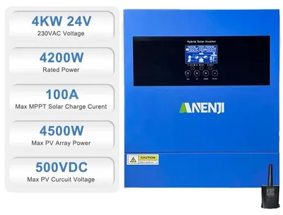 Zdjęcie produktu dla Hybrydowy falownik solarny, monitorowanie przez Wi-Fi, wysoka wydajność, ANJ-4000W-24V
