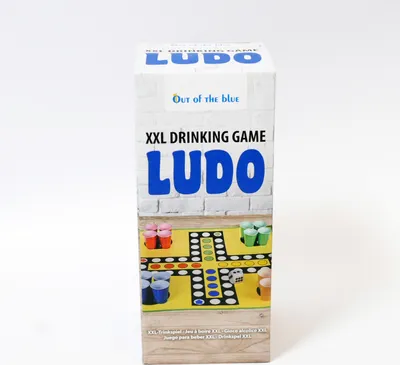 Produktbild von Out of the Blue 79/4022 - XXL-Trinkspiel Ludo, mit 16 Trinkbechern und Schaumwürfel, Becher für ca. 300 ml, Spielfläche ca. 90 x 90 cm, im Geschenkkarton