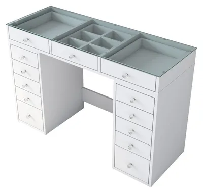 Image de Coiffeuse Table de maquillage en Bois MDF blanc - L 120 × P 44,5 × H 79,8 cm
