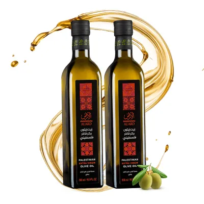 Produktbild von Sunnah Shop® Extra Natives Olivenöl aus Palästina 2x500ml Kaltgepresstes Hochwertiges Olivenöl aus 100% handgeernteten Oliven | Handernte Kaltextrakt