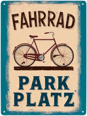 Produktbild von Vintage Fahrrad Parkplatz Metallschild XXL in 28x38 cm