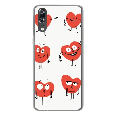 Produktbild von MuchoWow® Handyhülle Schutzhülle Hülle für Huawei P20 Eine Illustration von neun Herzen mit Emotionen Silikon Softcase Handy Hülle - Hardcover