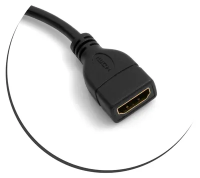 Produktbild von System-S Mini HDMI Stecker 90° auf Standard HDMI Buchse, 16 cm