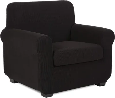 Zdjęcie produktu dla Pokrowec na sofę z poszewką na poduszkę, 80-115 cm, na fotel, czarny, żakard