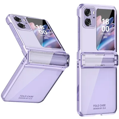 Obrázek produktu pro Pouzdro pro Oppo Find N2 Flip Ultratenké pokovování průhledné pouzdro s ochranou pantu Fialová
