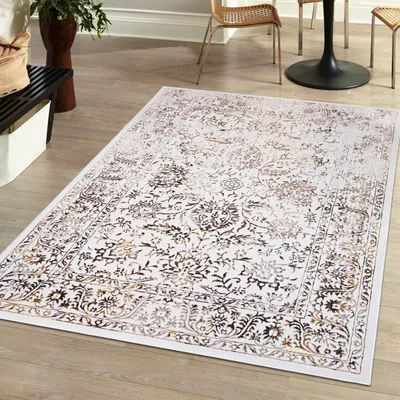 Produktbild von Mazovia Dywan Beżowy Nowoczesny Vintage - Salon, Sypialnia, Jadalnia, Biuro - Średnie Runo - Prostokąt - Stylowy Miękki - 140x200 cm
