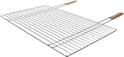 Obrázok produktu pre Obdĺžnikový rošt na grilovanie 68 x 40 z nehrdzavejúcej ocele s drevenými rukoväťami