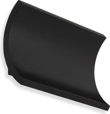 A black outdoor LED wall light with a curved design.