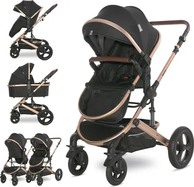 Produktbild von Lorelli Boston - 2-in-1 Multifunktionskinderwagen | Schwarz + Adapter