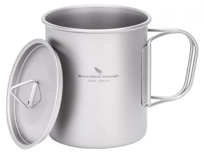Immagine prodotto di Omgoods - Tazza in titanio con coperchio, leggera e ideale per attività all'aperto