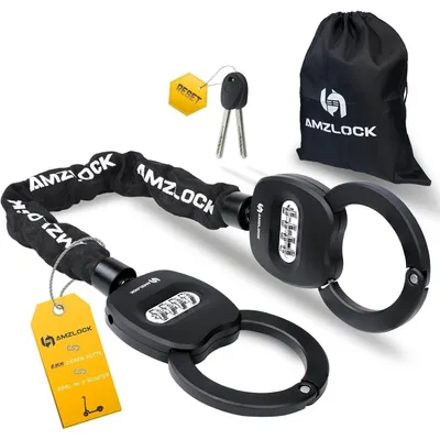 Zdjęcie produktu dla AMZLOCK E Zamek szyfrowy do skutera 4-cyfrowy kod Łańcuch 8 mm 80 cm