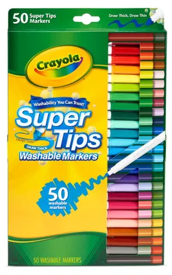 Image de Crayola Supertips Crayons feutres enfants Lavables, Set de 50 couleurs différentes, Crayons feutres non toxiques à pointe conique, Set de bricolage, Feutres de coloriage enfants, Crayons de coloriage à partir de 3 ans