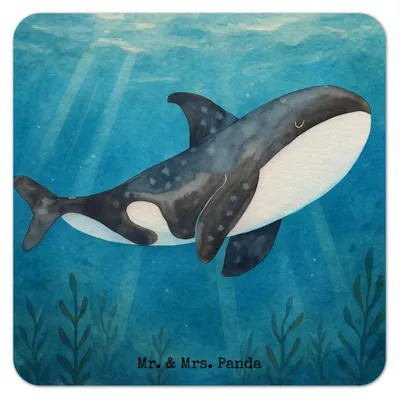 Produktbild von Mr. & Mrs. Panda Tischuntersetzer Orca Design 25er Set - Weiß - Geschenk, Arbeit, Tassenuntersetzer, Orcas, gläseruntersetzer, Bierdeckel, Bierfilzl, bieruntersetzer, Wal