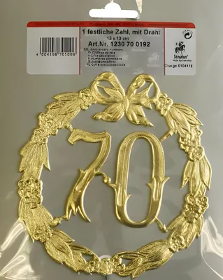 Produktbild von DEMMLER Festliche Zahl 70 gold 13cm mit Draht