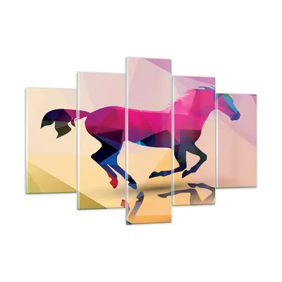 Produktbild von Bilder auf glas - Pferd Tiere Geometrie Diamant - 150x100cm - Glasbilder - Wandbilder - Kunstdruck - zum Aufhängen bereit - Wanddekoration aus Glas - Glas Bilder - Wandbild auf Glas - GEA150x100-2803