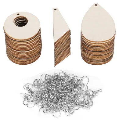 Produktbild von Holz-Ohrringanhänger - Unbehandelte Tropfenform zum Basteln - DIY Schmuckherstellung - 1 Set