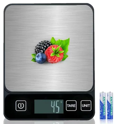 Immagine prodotto di Bilancia da cucina digitale - Bilancia elettronica - 10 kg - 1 g di precisione - Acciaio inossidabile - Argento
