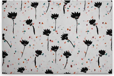 Produktbild von Leinwandbild Blumen 60 x 90 cm - Wandbild Grau Schwarz - Keilrahmen Floral Wohnzimmerdeko Wanddeko Wandgemälde