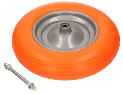 Productafbeelding van KOTARBAU® Kruiwagenwiel 3.25-8 versterkte Polyurethanbanden ? 360 mm 170 kg compleet wiel met as