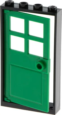 Produktbild von 1x Lego Tür Rahmen 1x4x6 schwarz Türblatt grün Haus 60623 60596