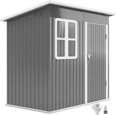 Immagine prodotto di Capannoni da giardino in metallo – Capannoni da giardino resistenti alle intemperie | Colore: Grigio, Bianco | Dimensioni: 133x221x190 cm