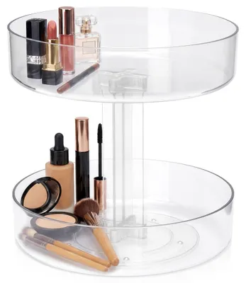 Produktbild von Kosmetik-Organizer mit 2 Ebenen - 21 x 21 x 21,5 cm - Transparenter Kunststoff - Für Make-up und Parfüm