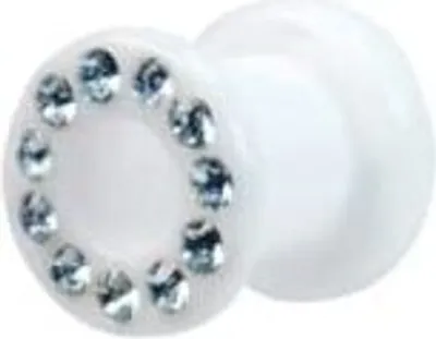 Produktbild von Ohr Flesh Tunnel Piercing Acryl Screw on Weiss Mit Kristallen Steinen Aqua.VFTWHJ.6mm