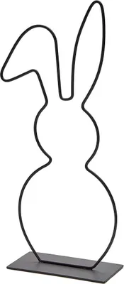 Produktbild von Metallring Hase mit Fuß, in vielen Farben und in vielen Größen wählbar | Dekoring, Farbe:Schwarz, Größe:Knickohr 40cm