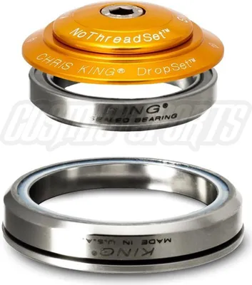 Image de Jeu de direction Chris King DropSet 5 Tapered, roulement en acier inoxydable, 1 1/8"-1.5", GripLock, IS42/28.6