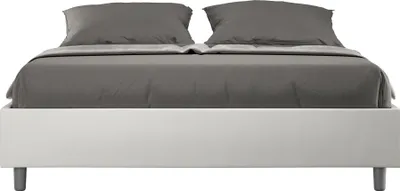 Produktbild von ITYHOME - Gepolstertes Bett mit Lattenrost 140x200 mit Kunstlederbezug Weiß Azelia