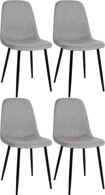 Produktbild von DELUKE® Esszimmerstühle 4er Set MOVI - Hellgrau Stoff, Metall | 88x44x51cm | Strapazierfähiger & pflegeleichter Bezug | Esszimmerstuhl Stuhl Esszimmer Küchenstühle Wohnzimmerstühle