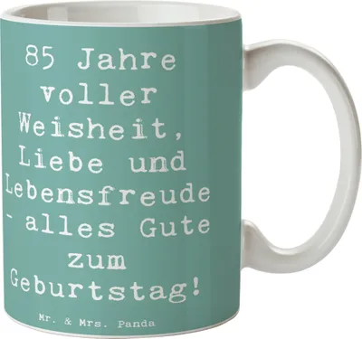 Produktbild von Mr. & Mrs. Panda Kaffeebecher Spruch 85. Geburtstag Weise - Meeresbrise - Geschenk, Kaffeetasse, Meilenstein, Geburtstagsgeschenk, Happy Birthday, Lebensfreude, Tasse