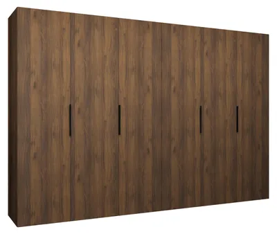 Produktbild von MEBLE KRYSPOL, Kleiderschrank, Schrank 300 cmx202x52, Warmia-Nuss, Schwarz