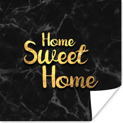 Produktbild von MuchoWow® Poster Zitate - Zuhause - Gold - Marmor 100x100 cm - Babyzimmer