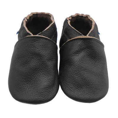 Produktbild von YIHAKIDS Baby Krabbelschuhe Leder 18-24 Monate, Lauflernschuhe mit Wildledersohle Jungen Mädchen Einfarbig Schwarz