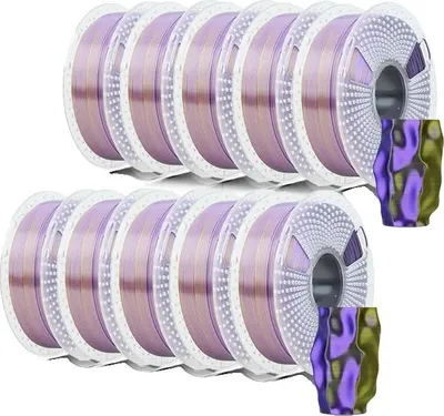 Produktbild von 3D Filament, Seiden-PLA, Dreifarbige, Schwarzes Gold Lila