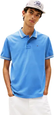 Produktbild von Tommy Jeans Herren Poloshirt Tipped Regular Fit, Blau (Blue Twilight), M