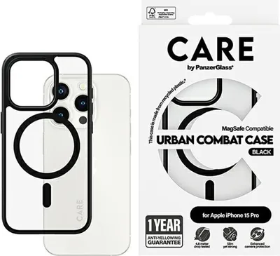 Immagine prodotto di PanzerGlass CARE by ® Custodia flagship trasparente Urban Combat con MagSafe nero per iPhone 15 Pro