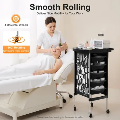 Immagine prodotto di Carrello professionale per parrucchieri a 6 ripiani, con 5 cassetti e elevata capacità di carico