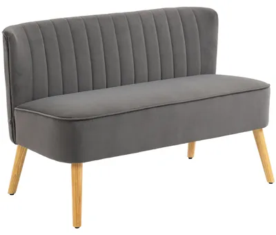 Produktbild von HOMCOM 2-Sitzer Sofa Zweisitzer, Loveseat mit Leinenoptik, Holzbeine, Dunkelgrau