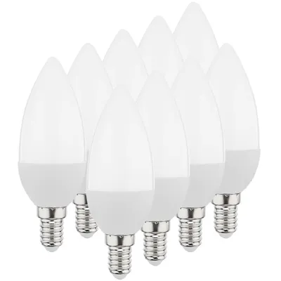 Productafbeelding van 9 x LED-lampen Müller-Licht, type kaars, B35, 5,5W 40W, fitting E14, mat, 420lm, kleurweergave Ra95, flikkervrij, warm wit, 2700K, lichtbundel 120°