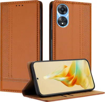 Produktbild von Handyhülle für OPPO A78 5G Leder Flip Klappbare Schutzhülle mit Standfunktion Braun