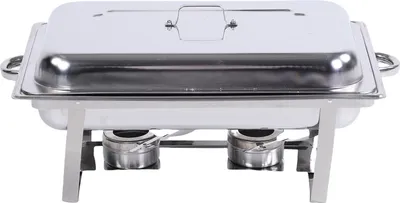 Obrázok produktu pre Chafing Dish Buffet Set Nerezová oceľ Obdĺžnikový Chafer Buffet Server Warmer s alkoholovým sporákom pre strany Svadby Catering Silver
