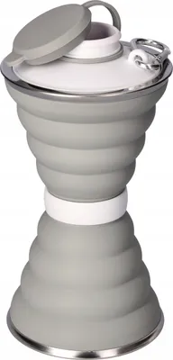 Produktbild von Faltbarer Wasserbecher aus Silikon, 500 ml, GRAU (9,6 x 18,5 cm)
