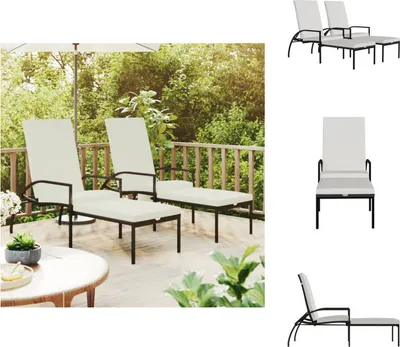 Produktbild von vidaXL Sonnenliegen 2 Stk. mit Fußhocker PE-Rattan Braun - Sonnenliegen