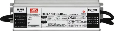 Produktbild von MEAN WELL HLG-150H-24B, Metallisch, 90 - 305 V, 47 - 63 Hz, 68 mm, 38,8 mm, 228 mm