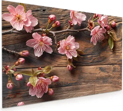 Produktbild von Küchenrückwand Spritzschutz Glas mit Motiv Holzblüten 40 x 40 cm