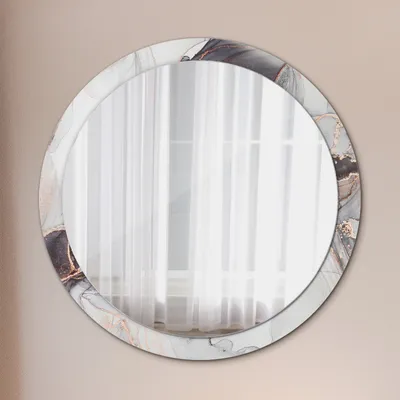 Produktbild von Wohnzimmer Spiegel - Badezimmerspiegel Wandspiegel zum Schlafzimmer – Schminkspiegel - Abstrakt Flüssig - Rund: Ø100cm