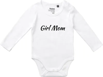 Produktbild von Huuraa Baby Body Girl Mom Schriftzug 62 White  Baumwolle Fairtrade Langarmbody Geschenkidee