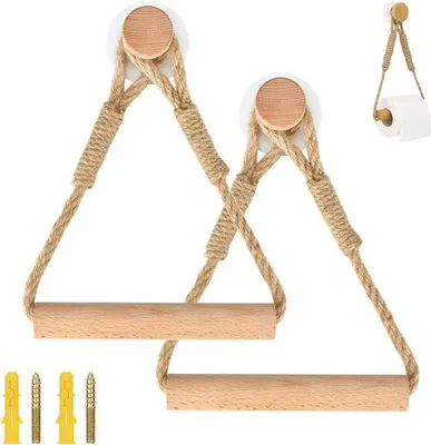 Produktbild von Toiletrolhalter, ohne Bohren, vintage Handtuchhalter, Toiletrolhalter für Badezimmer, vintage Dekoration, Stahlseil (2 Stücke)